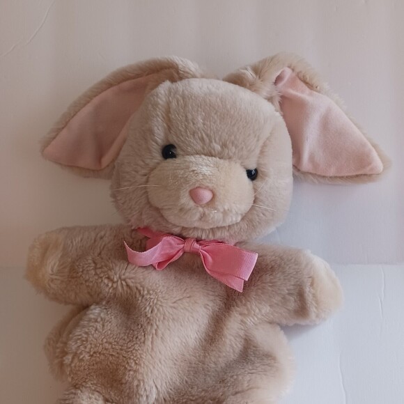 Vintage 1986 Mattel Emotions Beige Soft Bunny Hand Puppet Pink Nose Rabbit - Picture 2 of 11